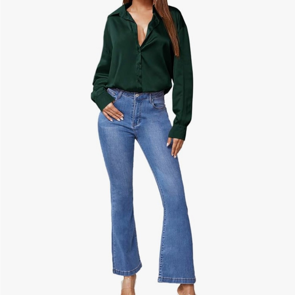 Forrest Green Satin Button Down